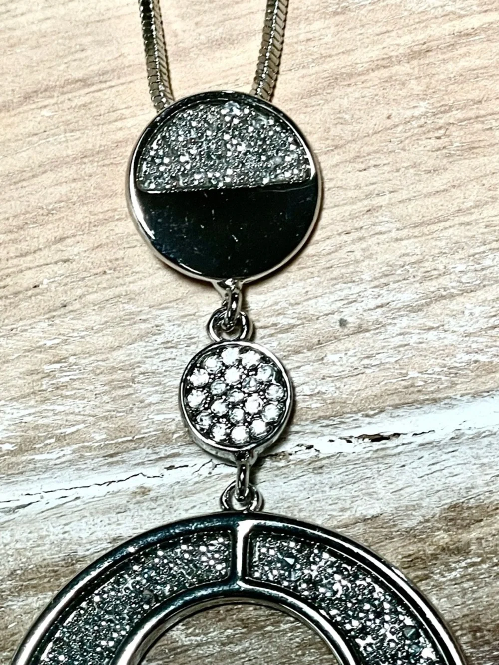 Sparkling Silver Crystal Pavé Circle Pendant Necklace - Women's Jewelry